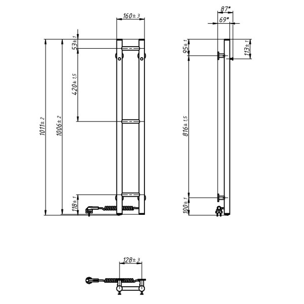 Electric heated towel rail NAVIN Silhouette 160x1000 right