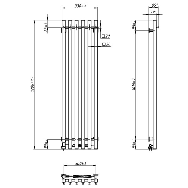 Electric towel dryer Navin Levante 330x1200 Sensor right-hand, black moiré