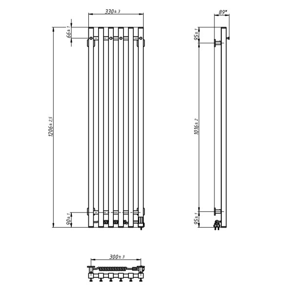 Рушникосушка електрична Navin Levante 330х1200 Sensor лівостороння, чорний муар