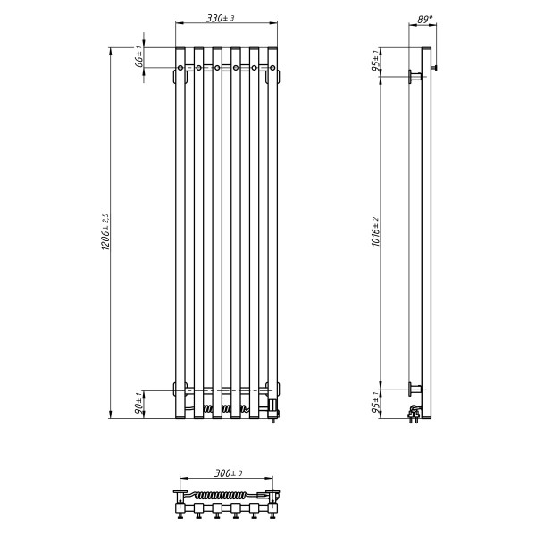 Electric towel dryer Navin Levante 330x1200 Sensor left-hand, black moiré