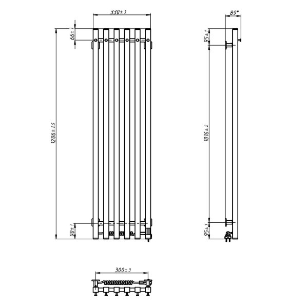 Electric heated towel rail Navin Levante 330x1200 Sensor left-hand, white velvet