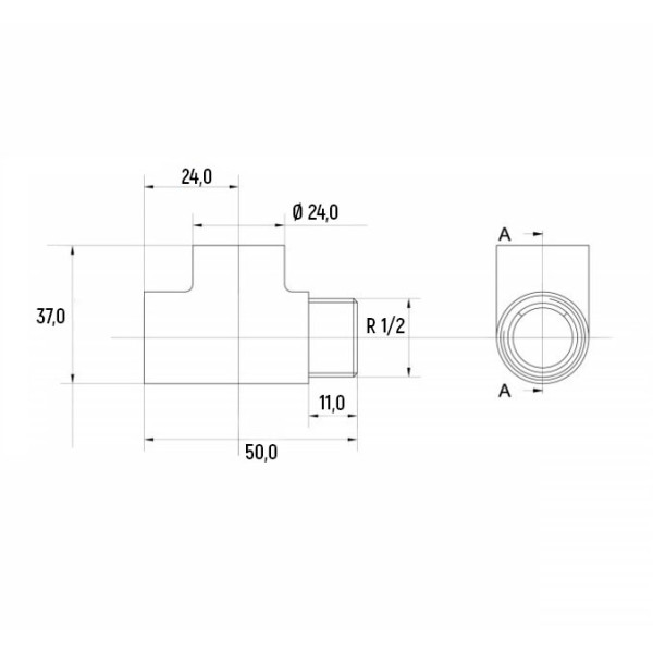 NAVIN tee for connecting a heating element, chrome-plated