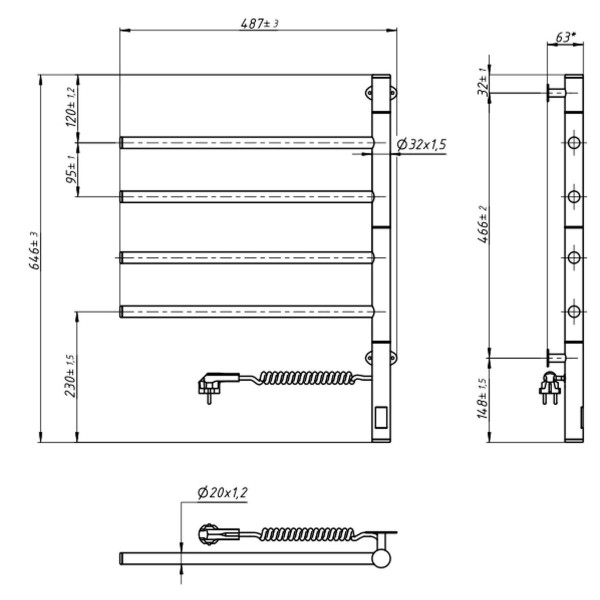 Electric heated towel rail NAVIN Arabesque 480x600 Sensor, white, timer