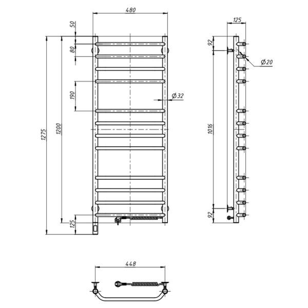 Electric heated towel rail NAVIN Blues 480x1200 right sensor with timer