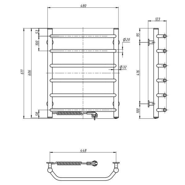 Electric heated towel rail NAVIN Blues 480x600 left