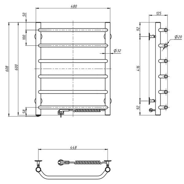 Electric heated towel rail NAVIN Blues 480x600 right