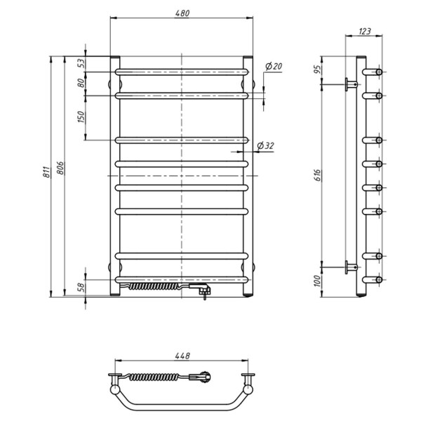 Electric heated towel rail NAVIN Blues 480x800 left