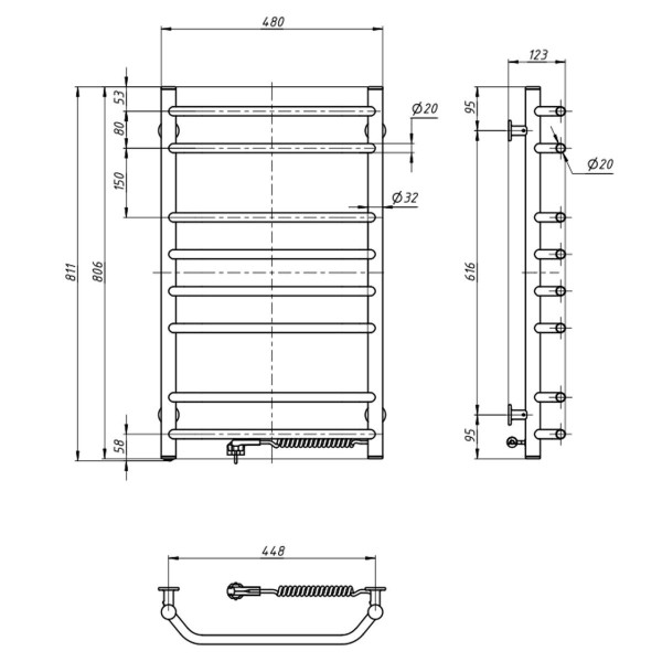 Electric heated towel rail NAVIN Blues 480x800 right