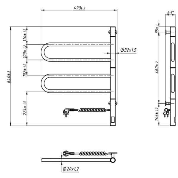 Рушникосушка електрична NAVIN Fouette 480х600 Sensor, таймер