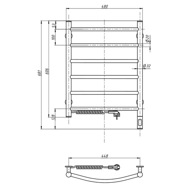 Electric heated towel rail NAVIN Camellia 480x600 left sensor with timer