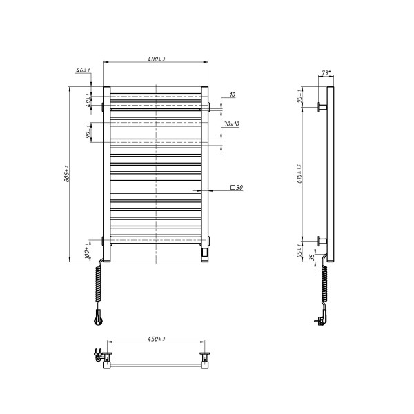 Електрична рушникосушка NAVIN Авангард X 480х800 Sensor з WI-FI лівобічна, біла