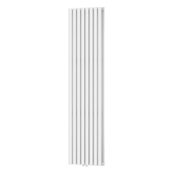 Дизайнерский вертикальный белый радиатор NAVIN Ellipse Double 480×1800-8, нижнее центральное подключение 50 мм.