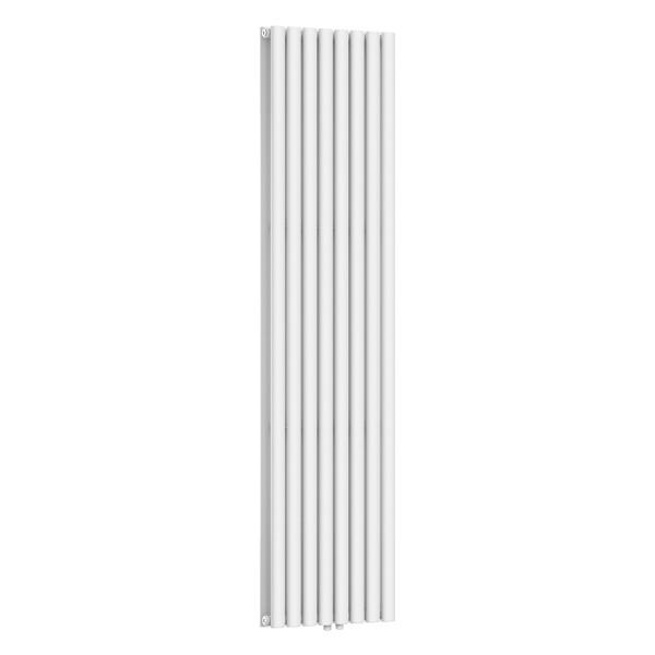 Дизайнерский вертикальный белый радиатор NAVIN Ellipse Double 480×1800-8, нижнее центральное подключение 50 мм.