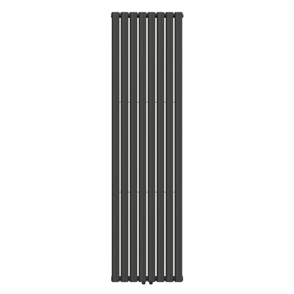 Дизайнерский вертикальный черный радиатор NAVIN Ellipse Double 480×1800-8, нижнее центральное подключение 50 мм.