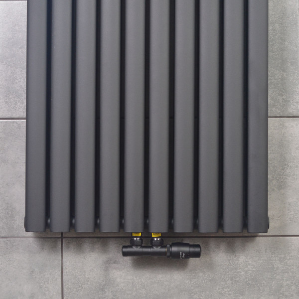 Вертикальний радіатор Ellipse Double 600х1800-10 (50 мм), anticor, чорний муар
