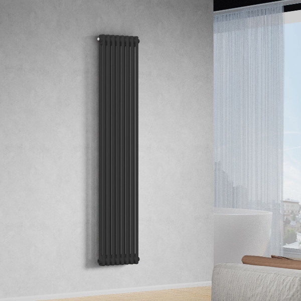 Вертикальний радіатор Calidum 2-8 380х1800, anticor, чорний муар