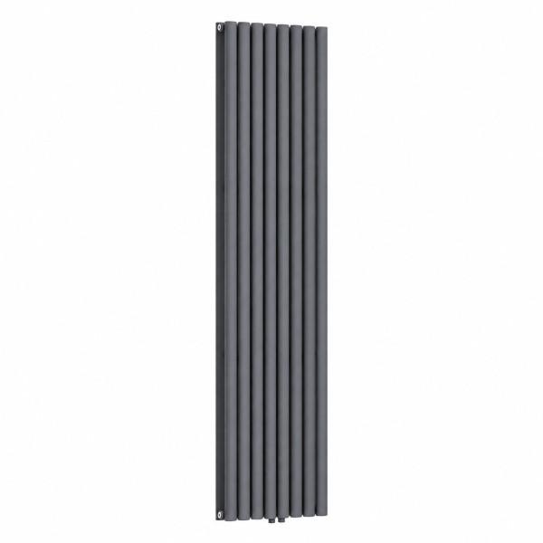 Дизайнерский вертикальный радиатор NAVIN Ellipse Double 480×1800-8, антрацит серый, центральное нижнее подключение 50 мм.