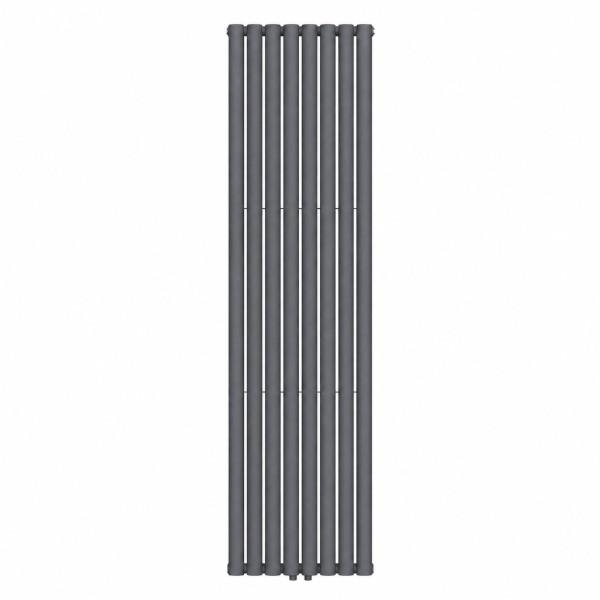Дизайнерский вертикальный радиатор NAVIN Ellipse Double 480×1800-8, антрацит серый, центральное нижнее подключение 50 мм.