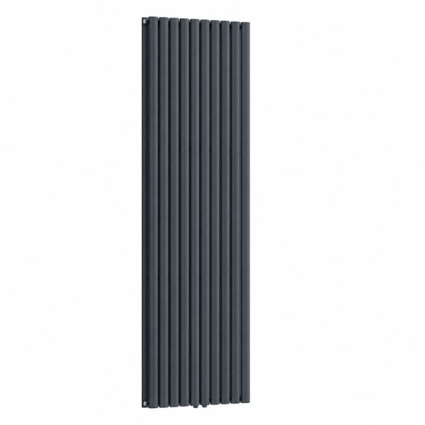 Вертикальный радиатор отопления NAVIN Ellipse Double 600х1800-10(50 мм), anticor, антрацит