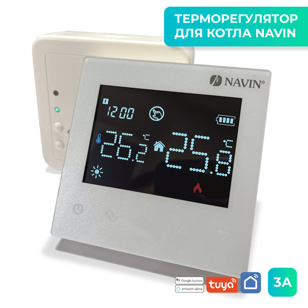 Терморегулятор для котла NAVIN TGB5RF-3A з Wi-Fi, програмований, білий