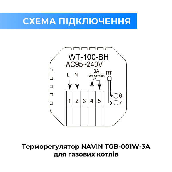 Терморегулятор NAVIN WT410 W-3А с Wi-Fi для газовых котлов, белый