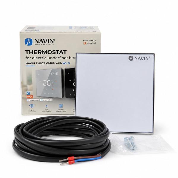 Терморегулятор для электрического теплого пола NAVIN EH602 W-16A с Wi-Fi, белый