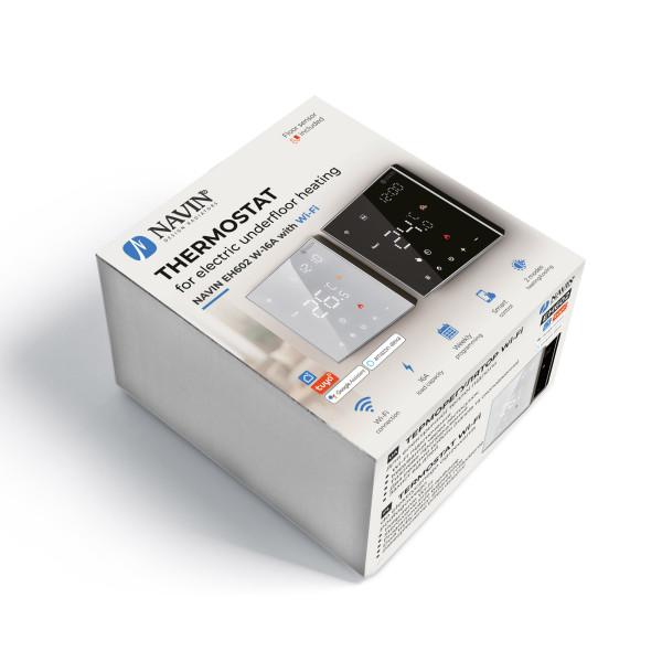 Терморегулятор для електричної теплої підлоги NAVIN EH602 W-16A з Wi-Fi, чорний