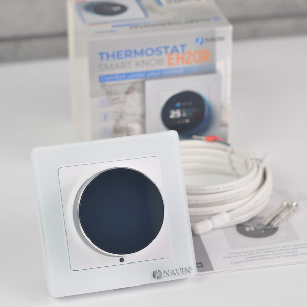 Терморегулятор для теплої підлоги EH20R-16A Wi-Fi Tuya, білий з зовнішнім датчиком температури