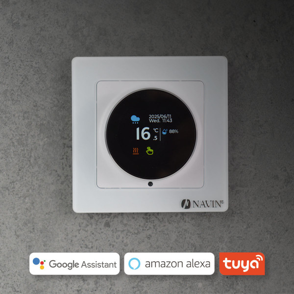 Терморегулятор для теплої підлоги EH20R-16A Wi-Fi Tuya, білий з зовнішнім датчиком температури