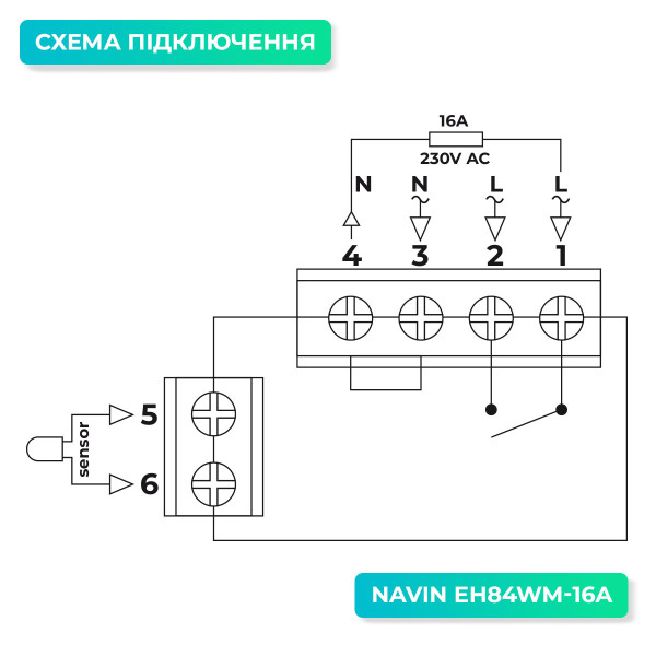 Терморегулятор механічний для теплої підлоги NAVIN EH84BM-16A, чорний матовий