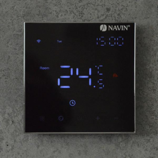 Терморегулятор для електричної теплої підлоги NAVIN EH602 W-16A з Wi-Fi, чорний