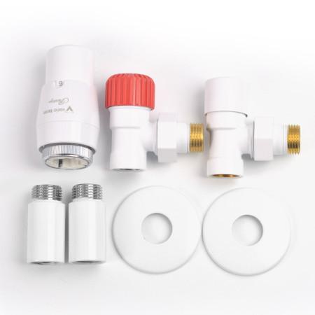 Thermostatic radiator connection kit Vario Term ROYAL, white, 40 mm extensions (2 pcs), masking sockets (2 pcs)