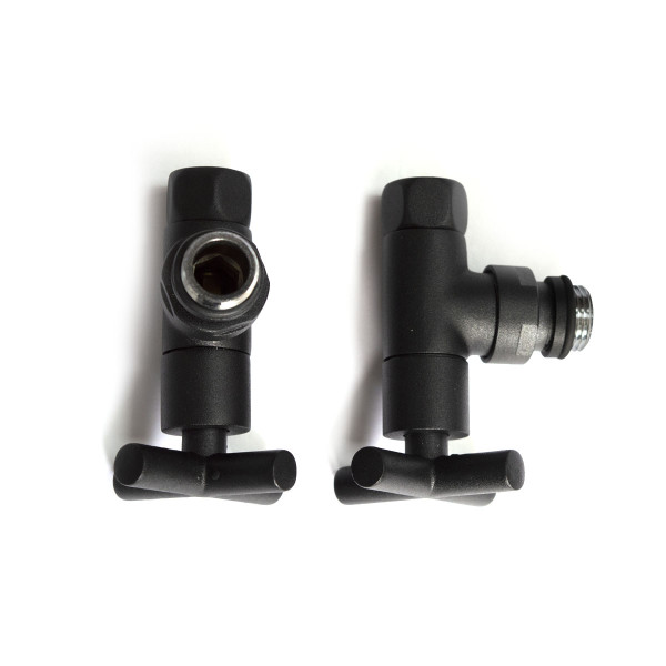 Raftec Premium Corner valve for  towel rail • black moire 1/2x1/2, 2 pcs.