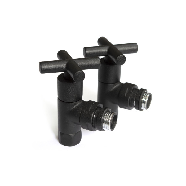 Raftec Premium Corner valve for  towel rail • black moire 1/2x1/2, 2 pcs.