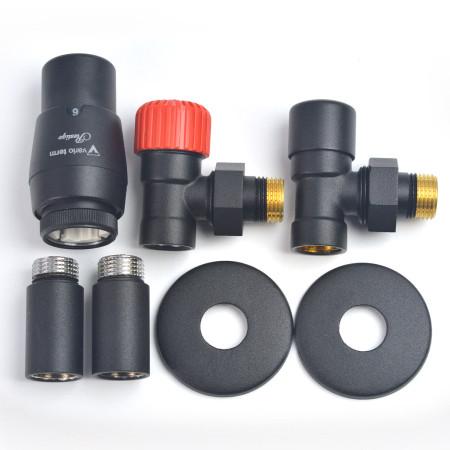Thermostatic radiator connection kit Vario Term ROYAL, black moire, 40 mm extensions (2 pcs), masking sockets (2 pcs)