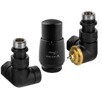 Комплект вентилів термостатичний Vario Term VISION 3-х осьовий, правий, чорний структурний