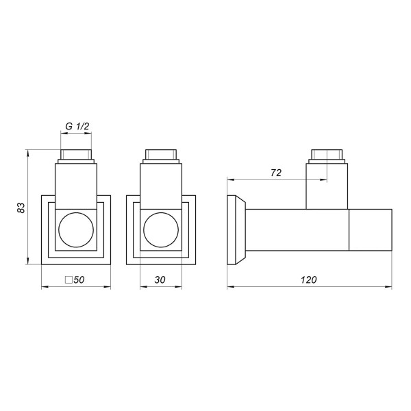 Кран кутовий подовжений Solomon CUBE CHROM 1/2"х1/2", 2шт.