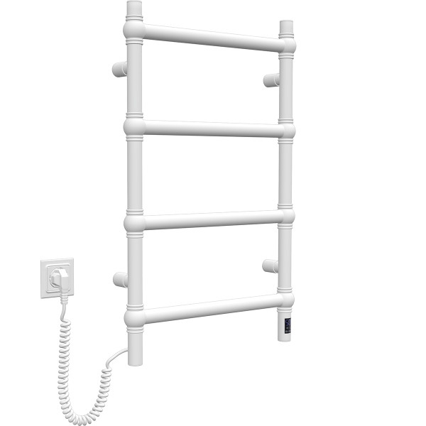 Stainless electric towel rail Navin Retro 500x800 Sensor white velvet, left-hand