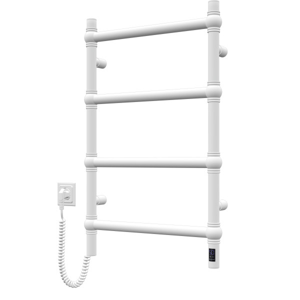 Stainless electric towel rail Navin Retro 500x800 Sensor white velvet, left-hand