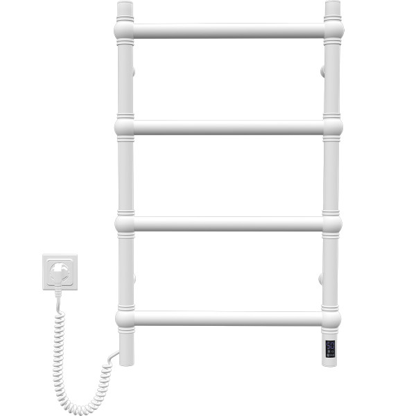 Stainless electric towel rail Navin Retro 500x800 Sensor white velvet, left-hand