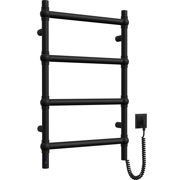 Navin Retro stainless electric towel rail 500x800 Sensor black moiré, right-hand side