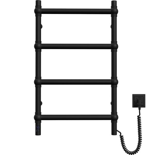 Navin Retro stainless electric towel rail 500x800 Sensor black moiré, right-hand side