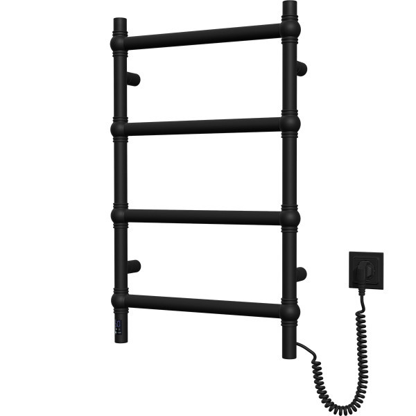 Navin Retro stainless electric towel rail 500x800 Sensor black moiré, right-hand side