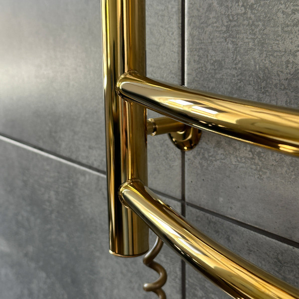 Нержавіюча рушникосушарка електрична NAVIN Камелія 480х800 Sensor, золото, ліва