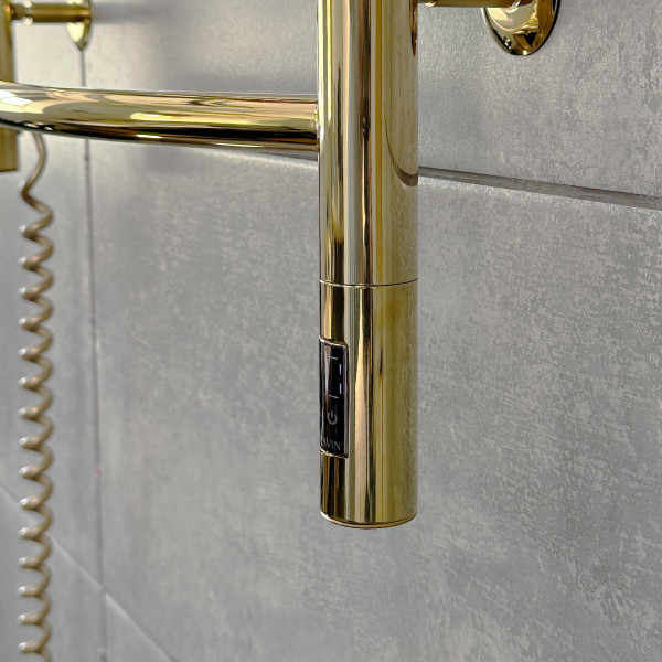 Нержавіюча рушникосушарка електрична NAVIN Камелія 480х800 Sensor, золото, ліва