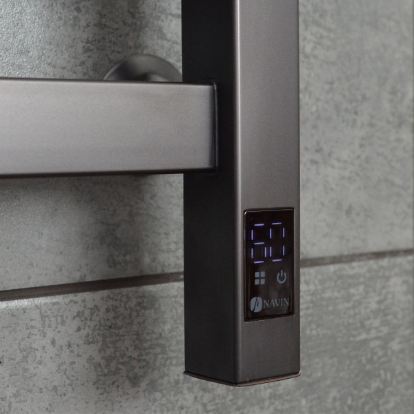 Рушникосушка електрична нержавіюча NAVIN Авангард 480х800 Sensor, Gun Metal,  лівобічна з таймером