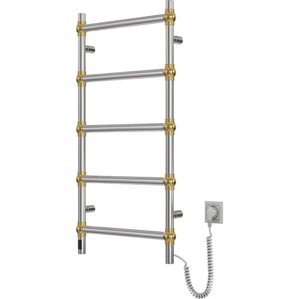 Stainless steel electric towel rail Navin Retro 500x1000 Sensor with Wi-Fi, gold spheres color, right
