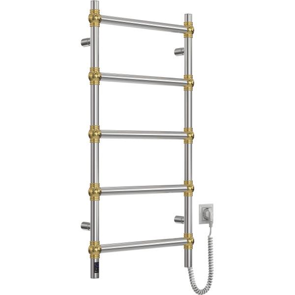 Stainless steel electric towel rail Navin Retro 500x1000 Sensor with Wi-Fi, gold spheres color, right