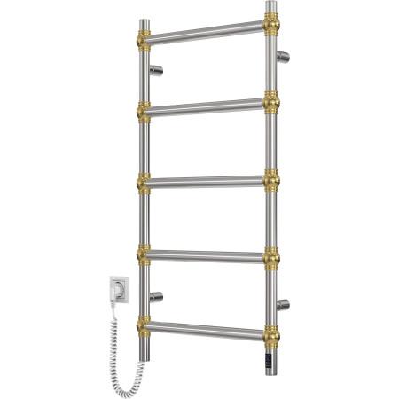 Stainless steel electric towel rail Navin Retro 500x1000 Sensor with Wi-Fi, gold spheres color, left