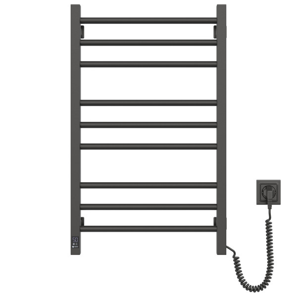 Heated towel rail Classic Quadro 500x800 Sensor right with timer, black moire